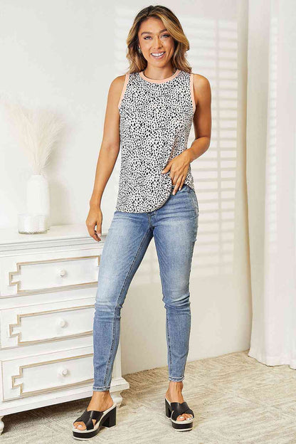 Double Take Printed Round Neck Women Tank