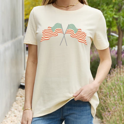 Simply Love US Flag Graphic Cotton Wome Tee Shirt