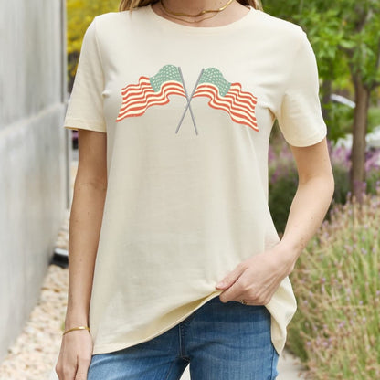 Simply Love US Flag Graphic Cotton Wome Tee Shirt