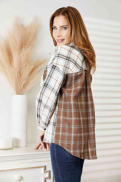 Double Take Plaid Contrast Button Up Women Shirt Women Jacket