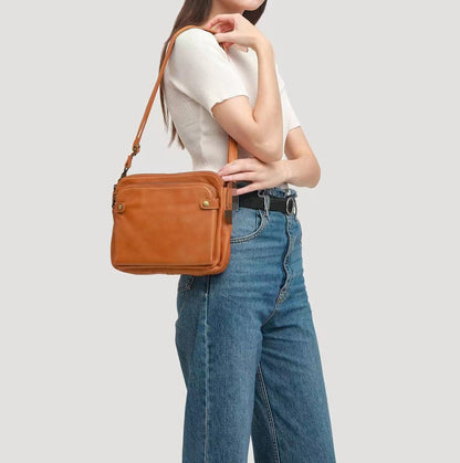 Leather Retro Crossbody Handbag | Three Layer Leather Cross Bags | Cell Phone Purse For Women, Mini Messenger Shoulder Handbag Wallet Purses Satchel Shoulder Bags - Zara-Craft