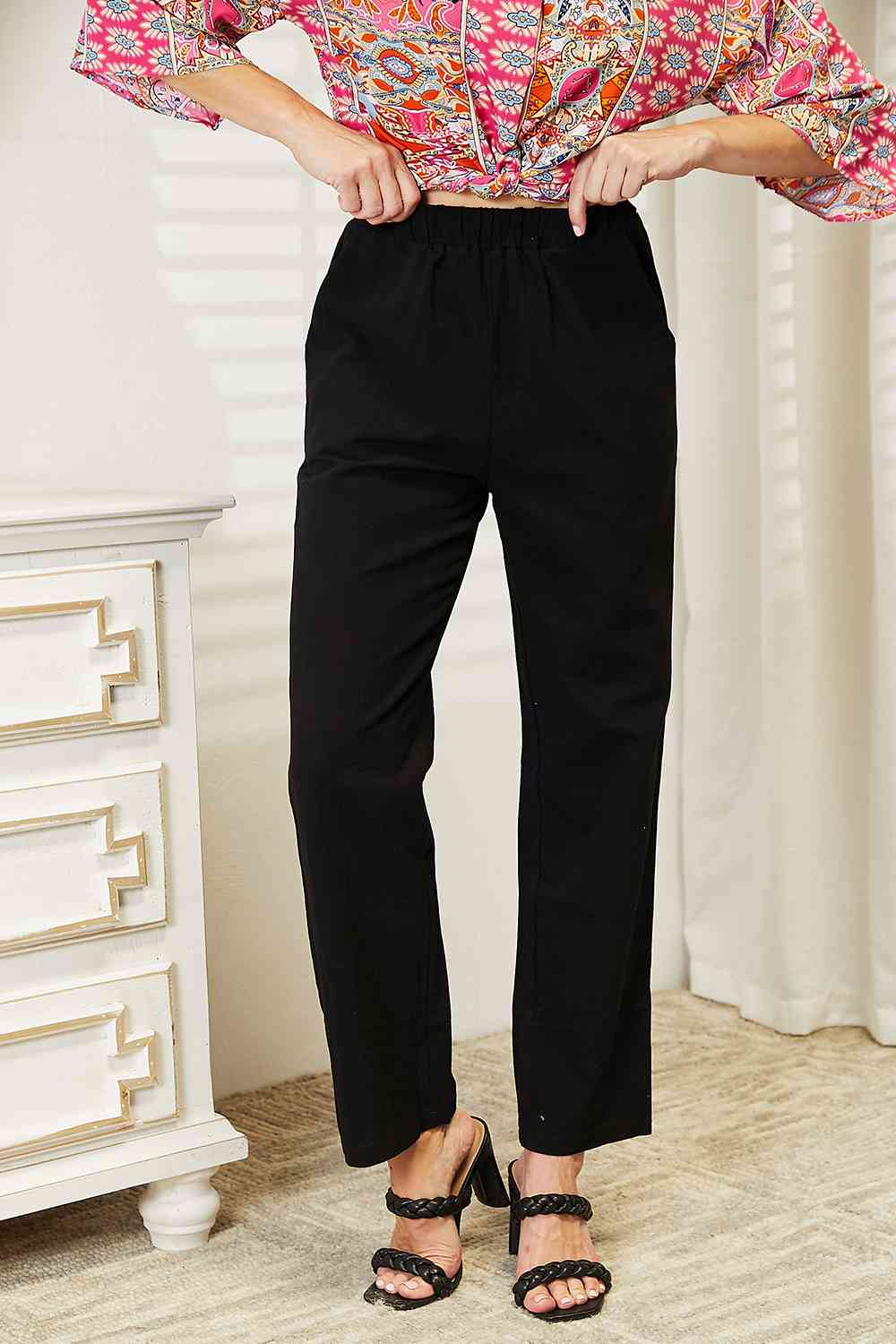 Double Take Pull-On Women Pants with Pockets