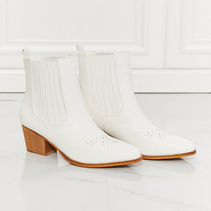 MMShoes Love the Journey Stacked Heel Chelsea Women Boot in White