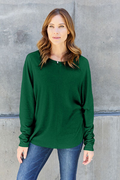 Double Take Full Size Round Neck Long Sleeve Women T-Shirt