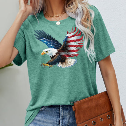 US Flag Eagle Graphic Women Tee Shirt